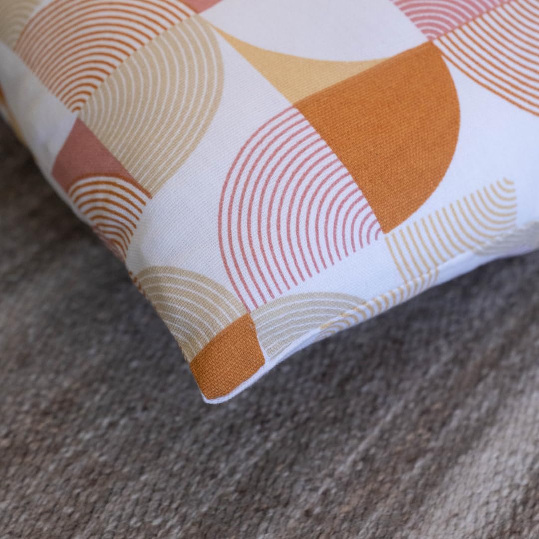 Oak & Lily Rust Abstract Cotton Cushion Cover | 100% Pure Cotton | Soft, Durable & Washable | European Quality