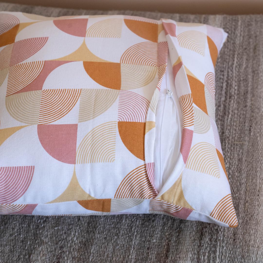 Oak & Lily Rust Abstract Cotton Cushion Cover | 100% Pure Cotton | Soft, Durable & Washable | European Quality