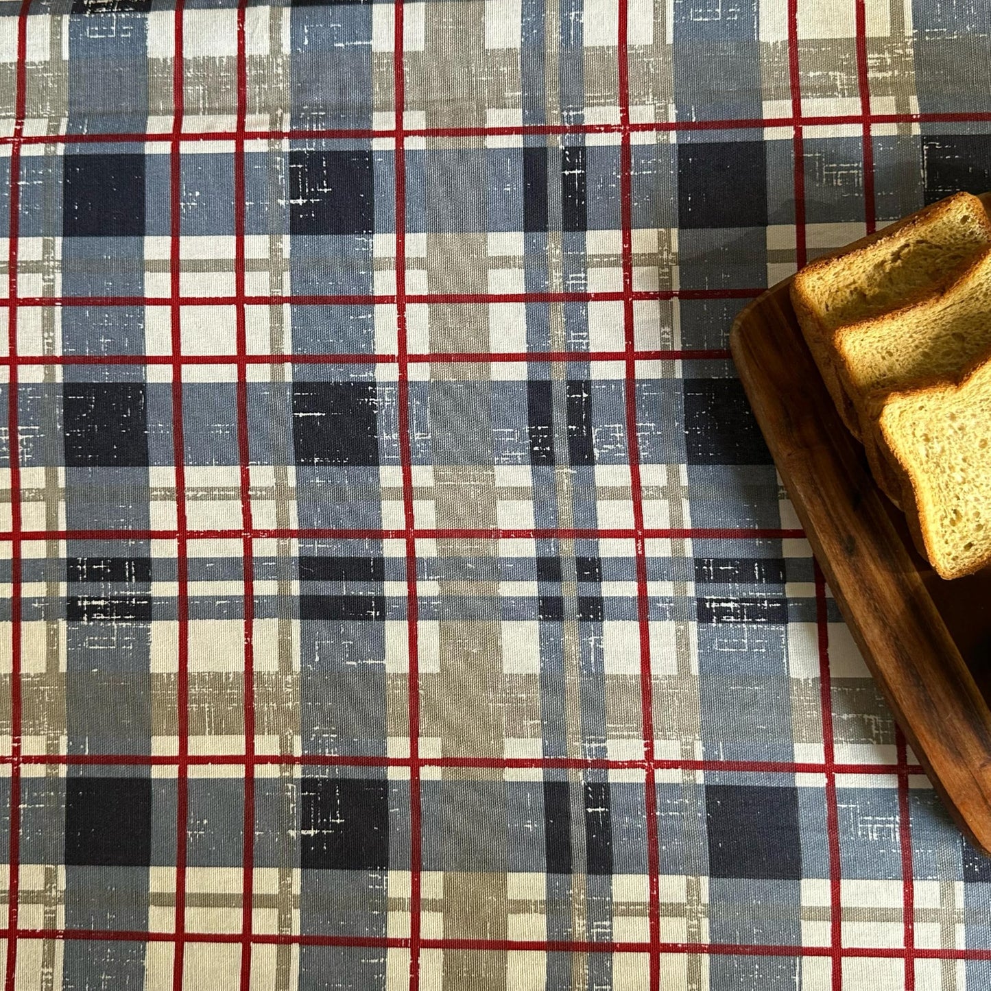 Oak & Lily Table Cloth – Elegant Blue Check Print | 100% Cotton | Anti-Slip | Premium European Quality | Washable Centre Table Cover