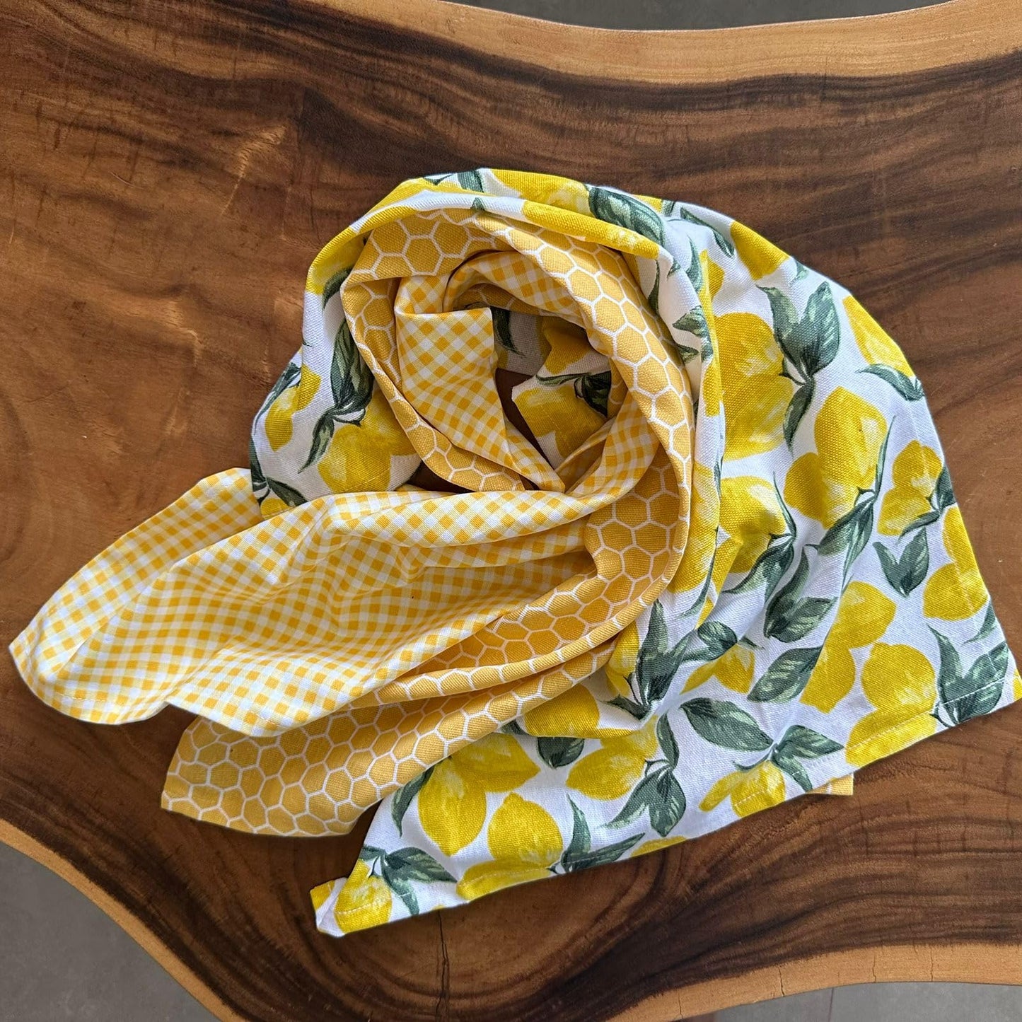 Oak & Lily Kitchen Towels – Yellow Honeycomb, Lemon & Checks | Set of 6 | 100% Cotton | Super Absorbent | Premium Quality