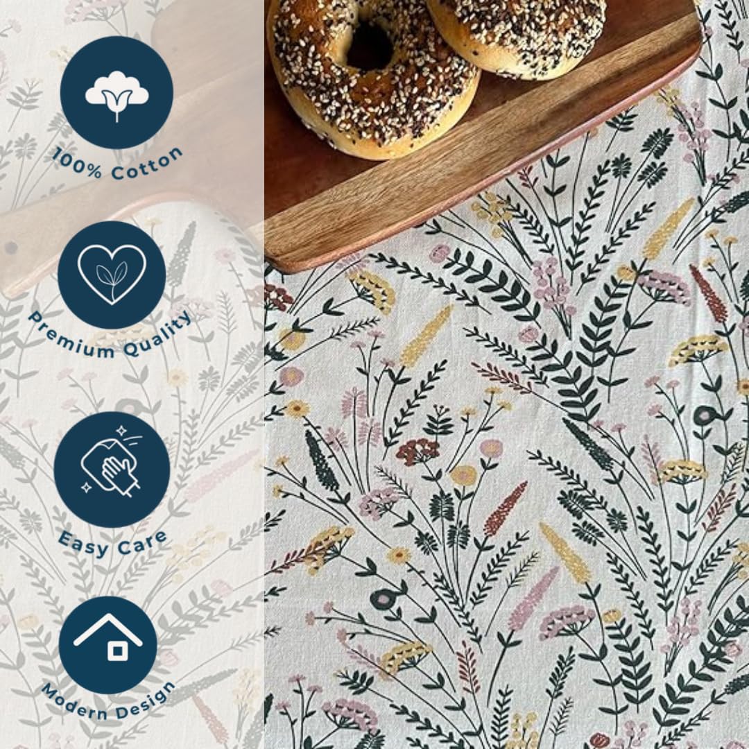 Oak & Lily Table Cloth – Colourful Multi Floral Print | 100% Cotton | Anti-Slip | Premium European Quality