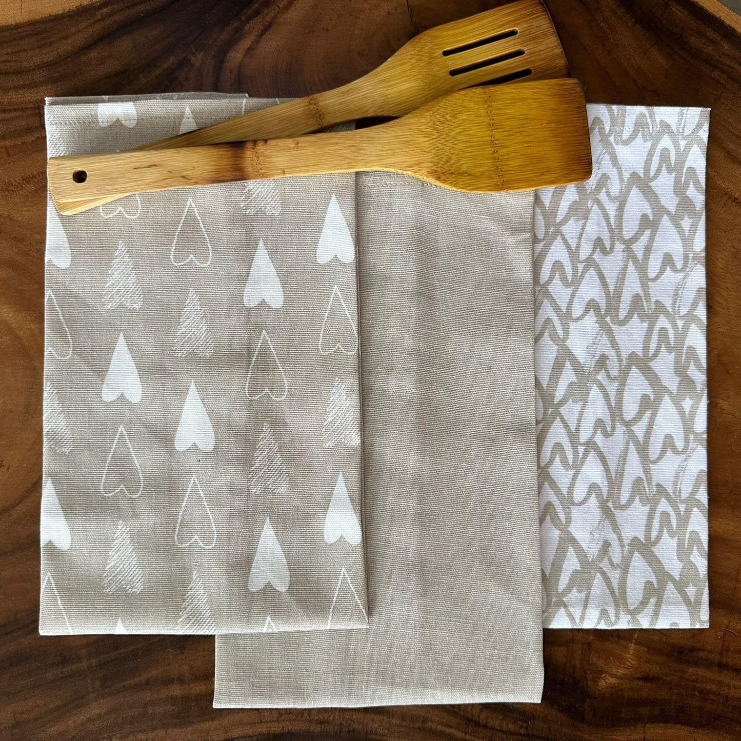 Oak & Lily Kitchen Towels – Ivory Beige | Set of 3 | 100% Cotton | European Quality | Super Absorbent & Anti-Bacterial