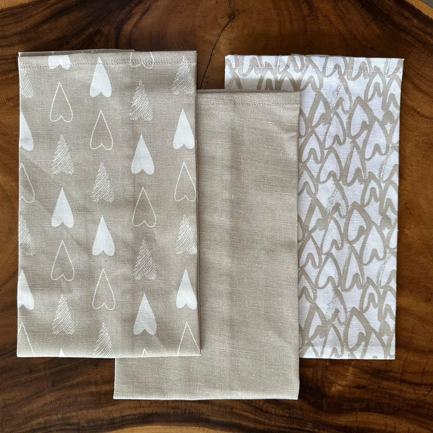 Oak & Lily Kitchen Towels – Ivory Beige | Set of 3 | 100% Cotton | European Quality | Super Absorbent & Anti-Bacterial