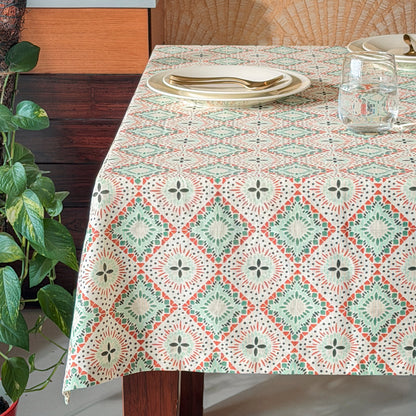 Oak & Lily Table Cloth – Multicolour Ethnic Print | 100% Cotton | Anti-Slip | Premium European Quality