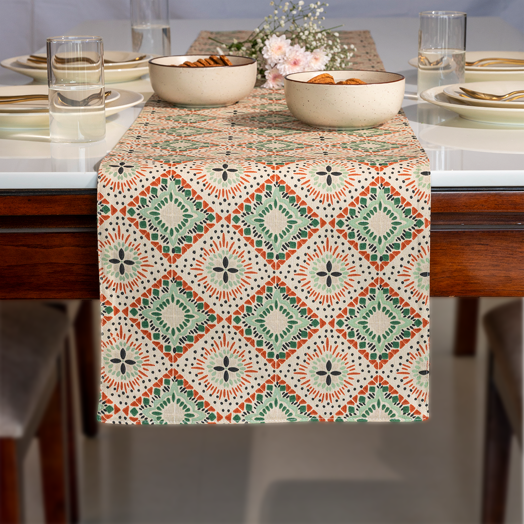 Oak & Lily Centre Table Runner – Multicolour Ethnic Print | 100% Cotton | Premium European Quality