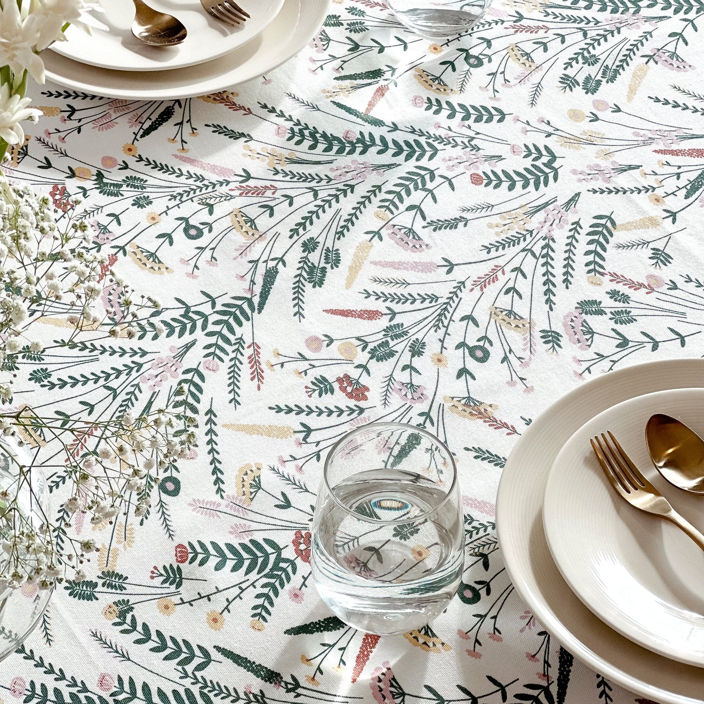 Oak & Lily Table Cloth – Colourful Multi Floral Print | 100% Cotton | Anti-Slip | Premium European Quality