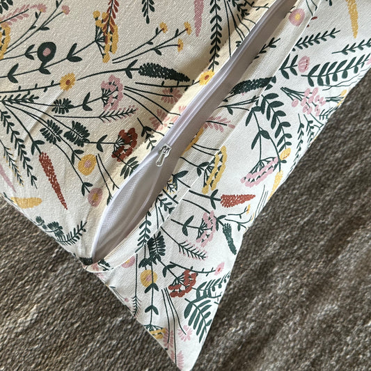 Oak & Lily Multi Colour Floral Cotton Cushion Cover | 100% Pure Cotton | Washable | Vibrant & Elegant | Premium European Quality