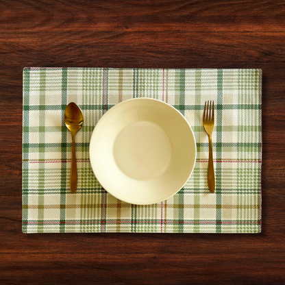 Oak & Lily Placemats – Forest Green Tartan | 100% Cotton | Heat Resistant | Premium European Quality 33cm x 45cm