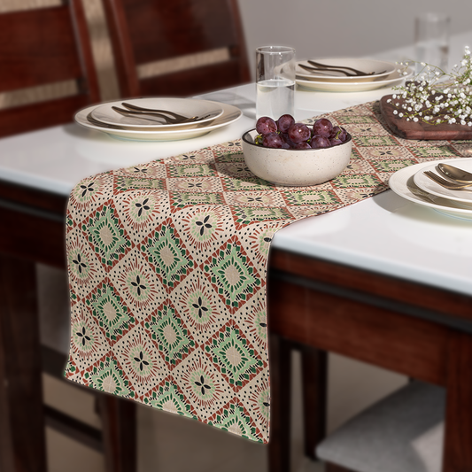 Oak & Lily Centre Table Runner – Multicolour Ethnic Print | 100% Cotton | Premium European Quality