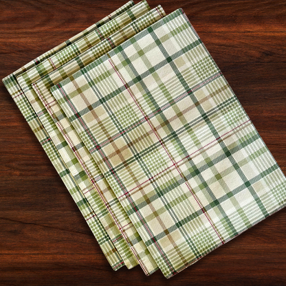 Oak & Lily Placemats – Forest Green Tartan | 100% Cotton | Heat Resistant | Premium European Quality 33cm x 45cm