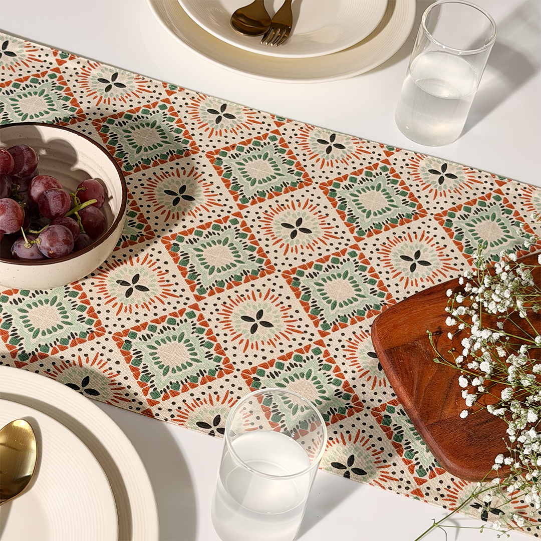 Oak & Lily Centre Table Runner – Multicolour Ethnic Print | 100% Cotton | Premium European Quality