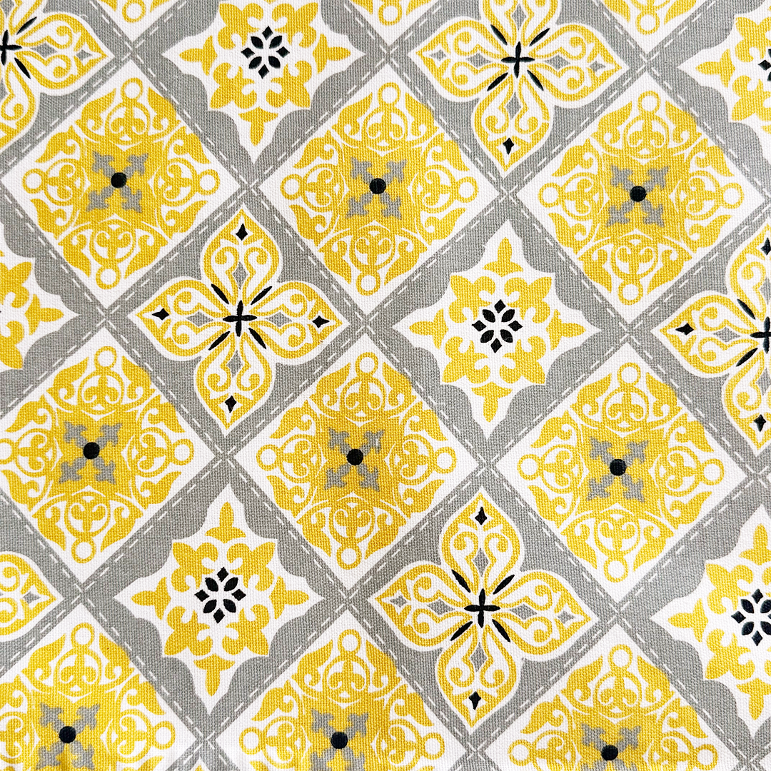 Oak & Lily Table Runner – Yellow & Grey Ethnic Print | 100% Cotton | Heat Resistant | Premium European Quality