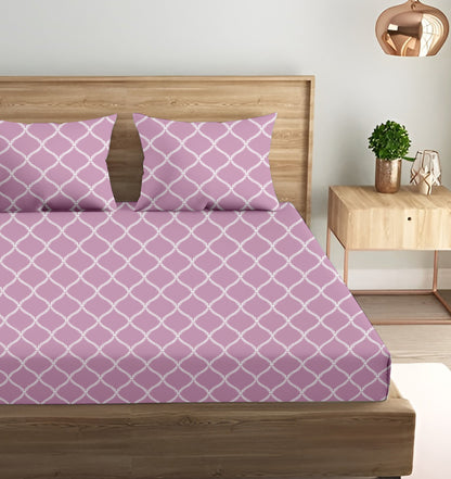 Oak & Lily King Size Bedsheet – Blossom Leaves Sea Green, Pink, Lt Grey | 210 TC | 100% Cotton | Flat | 2 Pillow Covers | Soft, Breathable, European Quality
