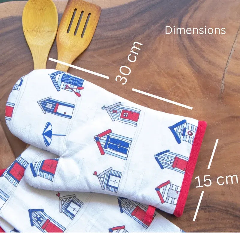 Beach House Print Kitchen Combo Set | Oven Mittens & Pot Holder