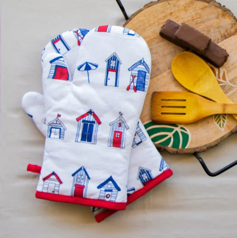 Beach House Print Oven Mittens | Set of 2