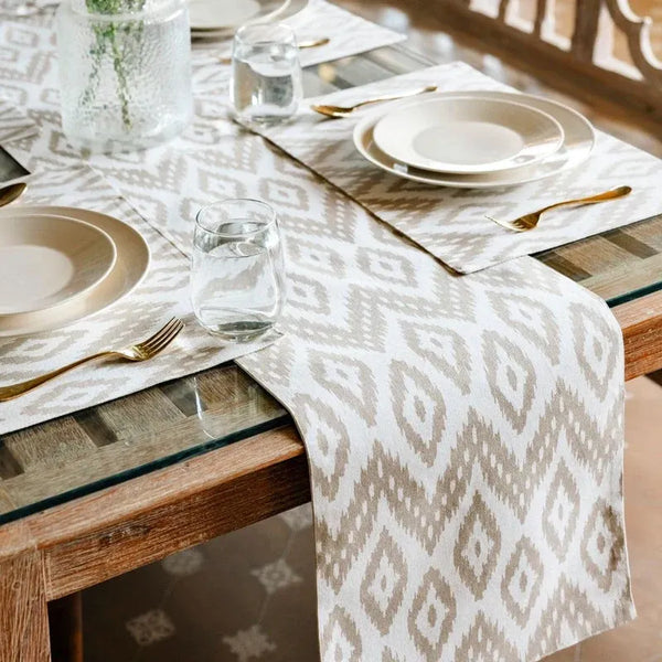 Oak & Lily Beige & Ivory Ikat Print
