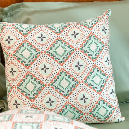 Oak & Lily Bogimmia Multicolour Ethnic Print Cotton Cushion Cover | 100% Pure Cotton | Soft, Durable & Washable | European Quality