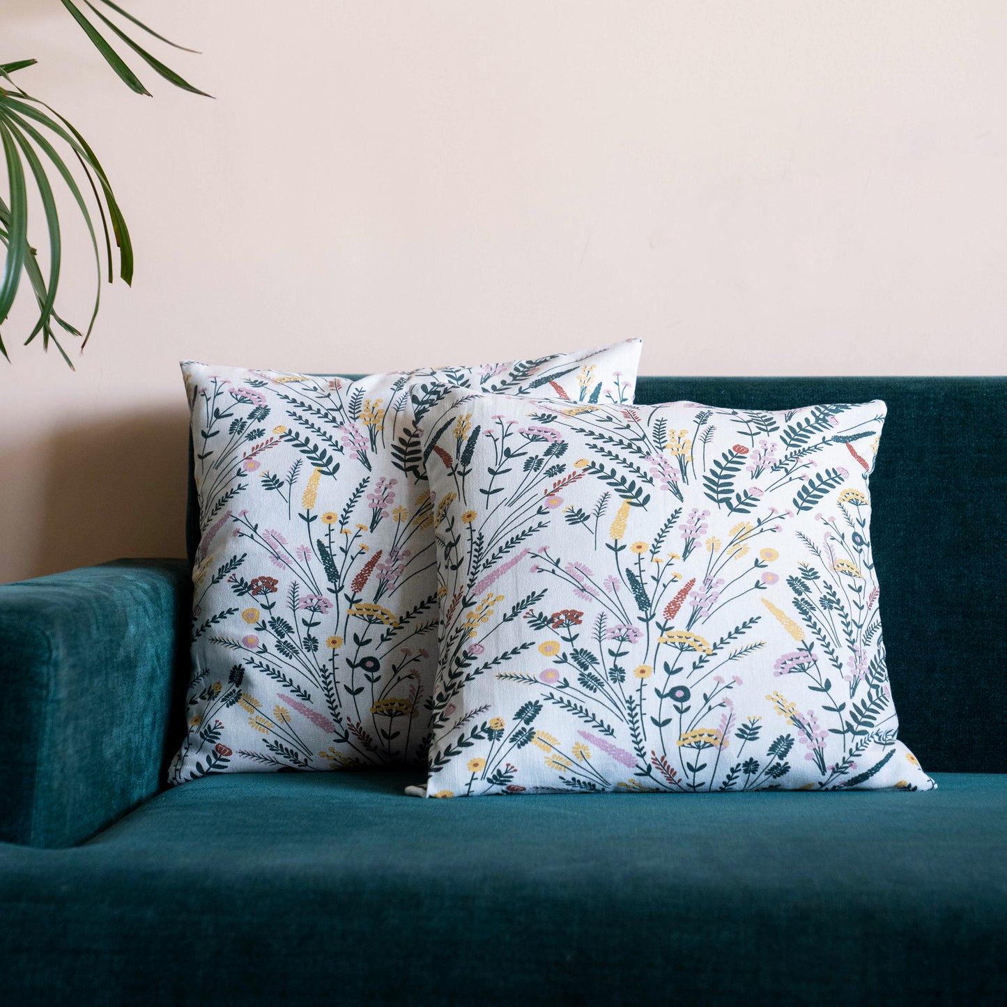 Oak & Lily Multi Colour Floral Cotton Cushion Cover | 100% Pure Cotton | Washable | Vibrant & Elegant | Premium European Quality