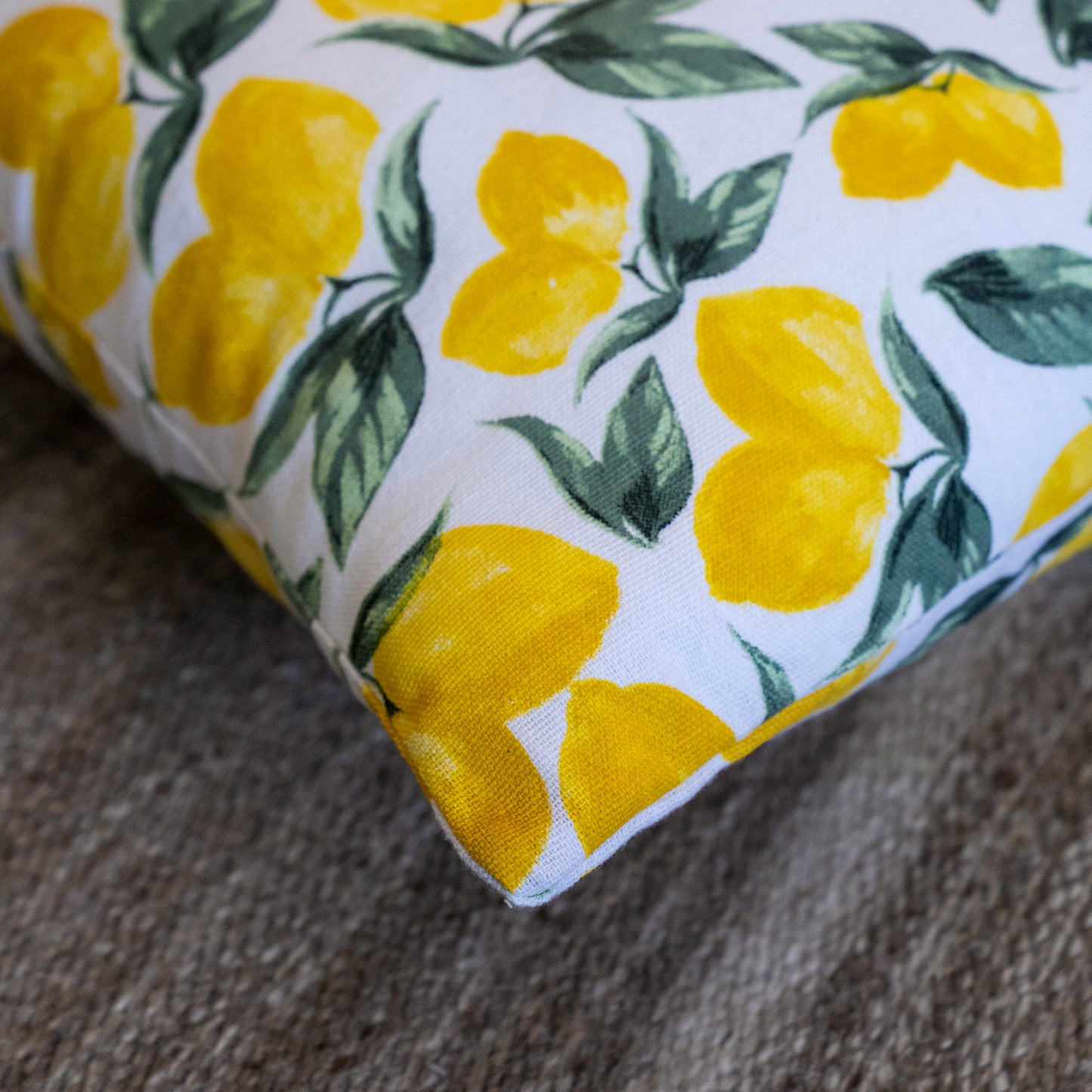 Oak & Lily Lemon Yellow Cotton Cushion Cover | 100% Pure Cotton | Vibrant & Washable | European Quality