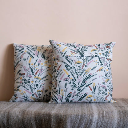Oak & Lily Multi Colour Floral Cotton Cushion Cover | 100% Pure Cotton | Washable | Vibrant & Elegant | Premium European Quality