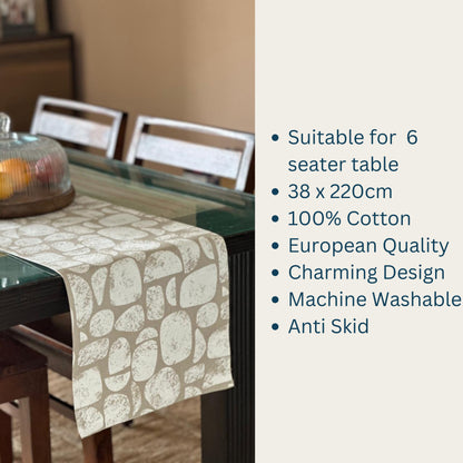 Beige & Ivory Abstract Print Table Runner