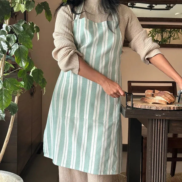 Green Stripe Print Apron