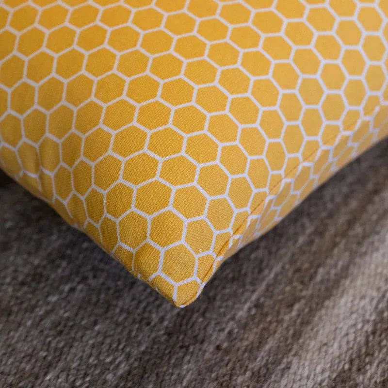 Oak & Lily Yellow Check Cotton Cushion Cover |  100% Pure Cotton | Soft, Bright & Washable | Premium European Quality