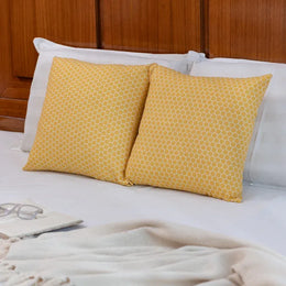 Oak & Lily Yellow Check Cotton Cushion Cover |  100% Pure Cotton | Soft, Bright & Washable | Premium European Quality