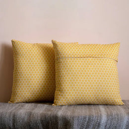 Oak & Lily Yellow Check Cotton Cushion Cover |  100% Pure Cotton | Soft, Bright & Washable | Premium European Quality