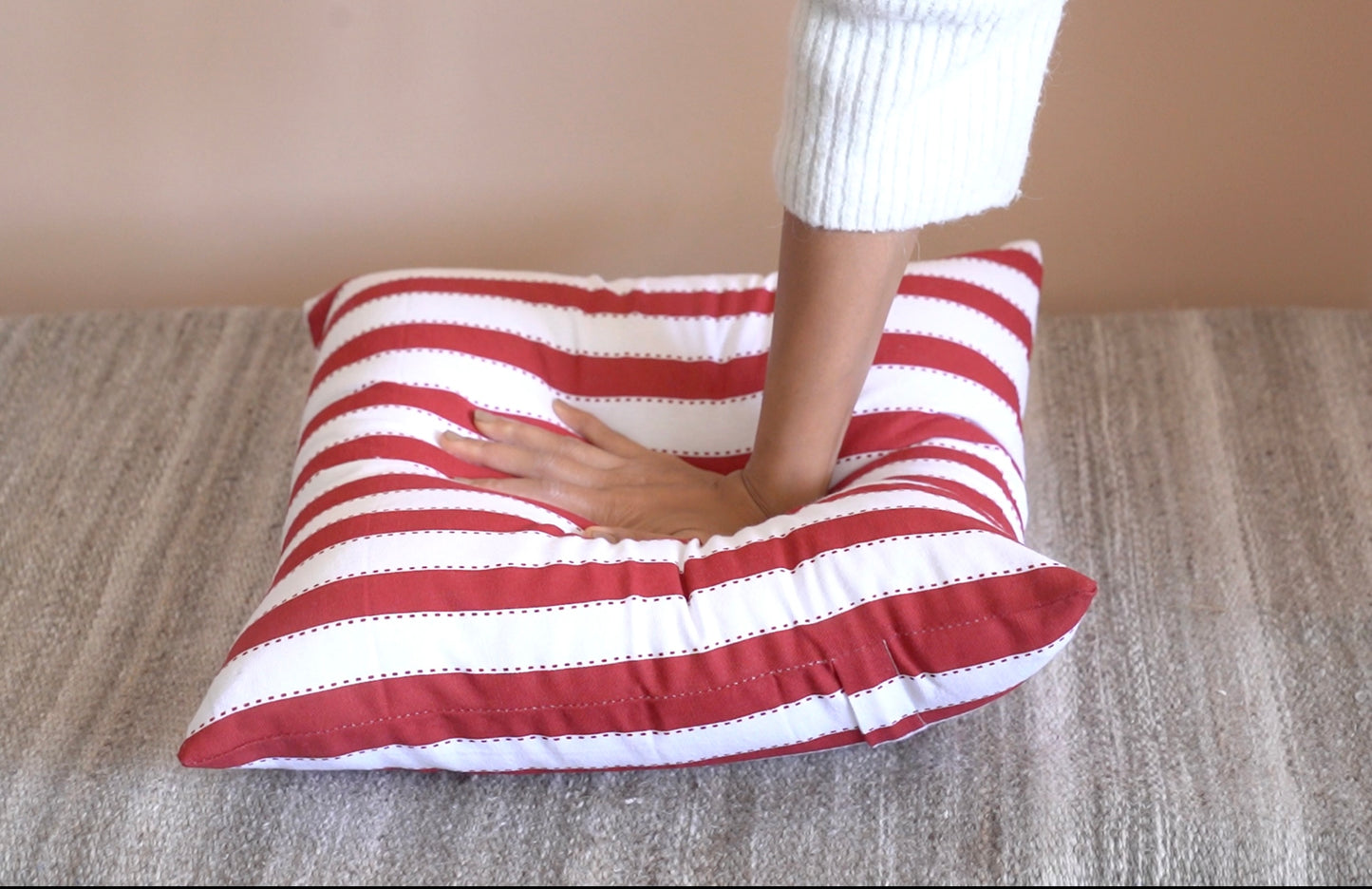 Oak & Lily Red Stripe Cotton Cushion Cover | 100% Pure Cotton | Bold & Washable | Premium European Quality