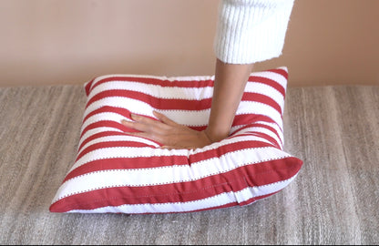 Oak & Lily Red Stripe Cotton Cushion Cover | 100% Pure Cotton | Bold & Washable | Premium European Quality