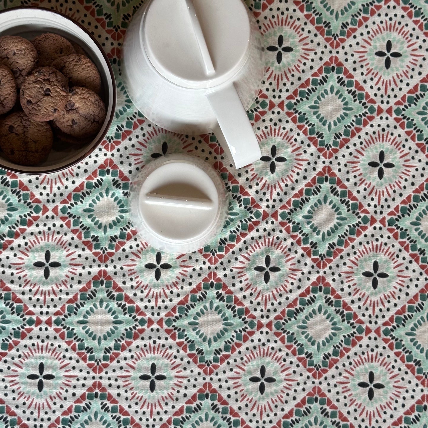 Oak & Lily Table Cloth – Multicolour Ethnic Print | 100% Cotton | Anti-Slip | Premium European Quality