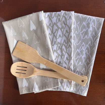 Oak & Lily Kitchen Towels – Ivory Beige | Set of 3 | 100% Cotton | European Quality | Super Absorbent & Anti-Bacterial