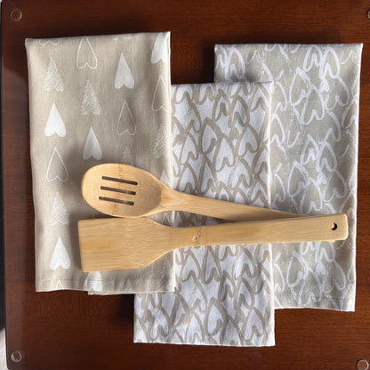 Oak & Lily Kitchen Towels – Ivory Beige | Set of 3 | 100% Cotton | European Quality | Super Absorbent & Anti-Bacterial