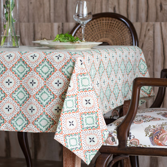 Oak & Lily Table Cloth – Multicolour Ethnic Print | 100% Cotton | Anti-Slip | Premium European Quality