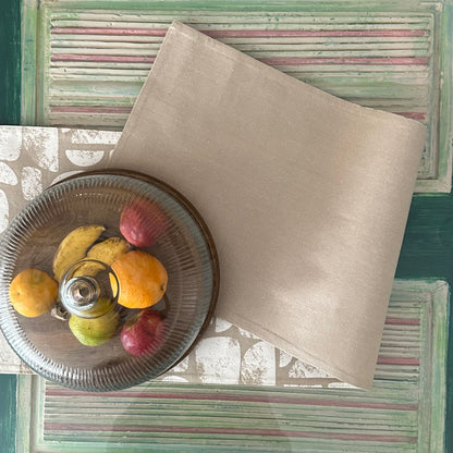 Beige & Ivory Abstract Print Table Runner