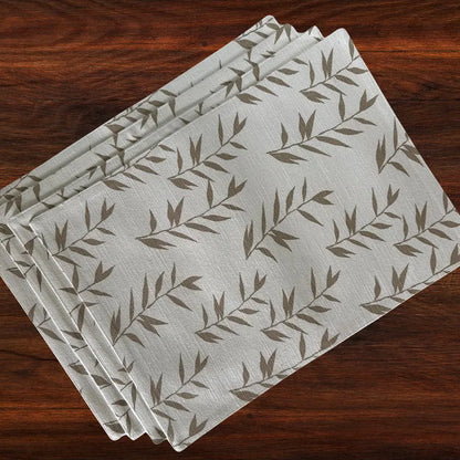 Oak & Lily Placemats – Ivory & Beige Leaf Print  | 100% Cotton | Heat Resistant | Premium European Quality