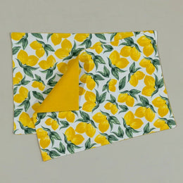 Yellow Lemon and Green Leaf Print Table Runner & Placemats Set