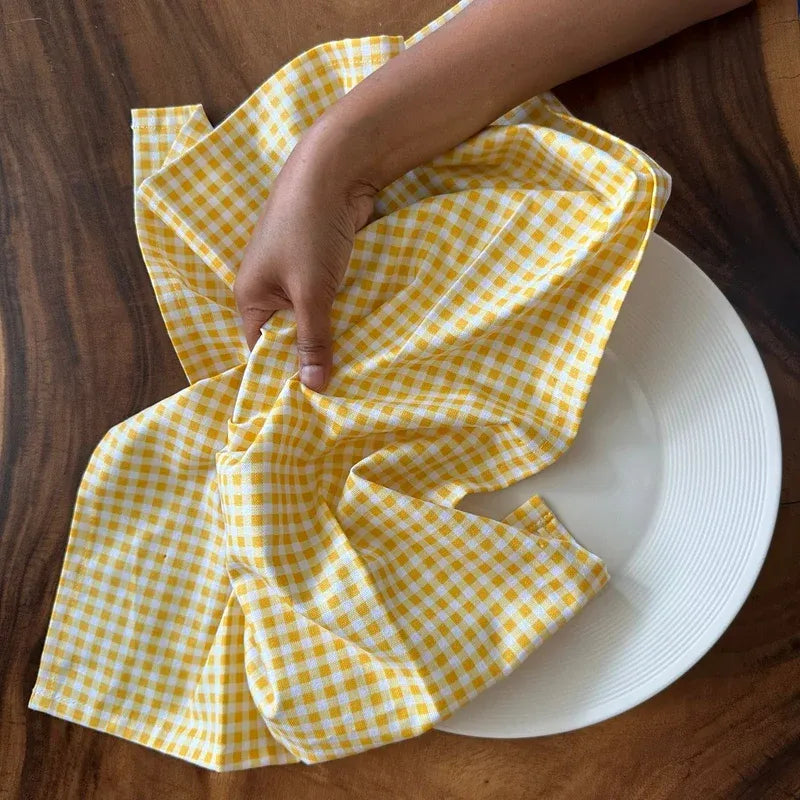 Lemon Yellow Print Kitchen Napkins | Set of 3