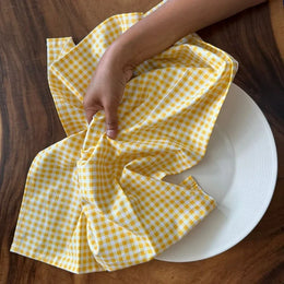Lemon Yellow Print Kitchen Napkins | Set of 3