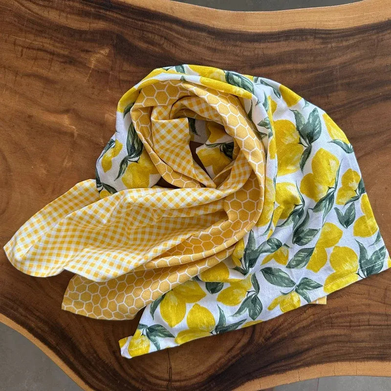 Lemon Yellow Print Kitchen Napkins | Set of 3