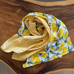 Lemon Yellow Print Kitchen Napkins | Set of 3