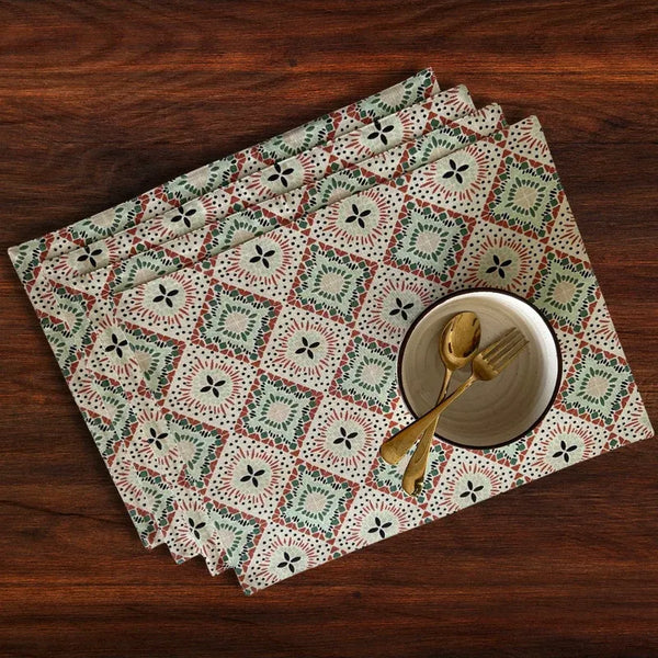 Oak & Lily Placemats – Multicolour Ethnic Print |  100% Cotton | Heat Resistant | Premium European Quality
