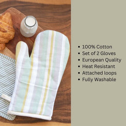 Multicolor Stripe Print Oven Mittens | Set of 2