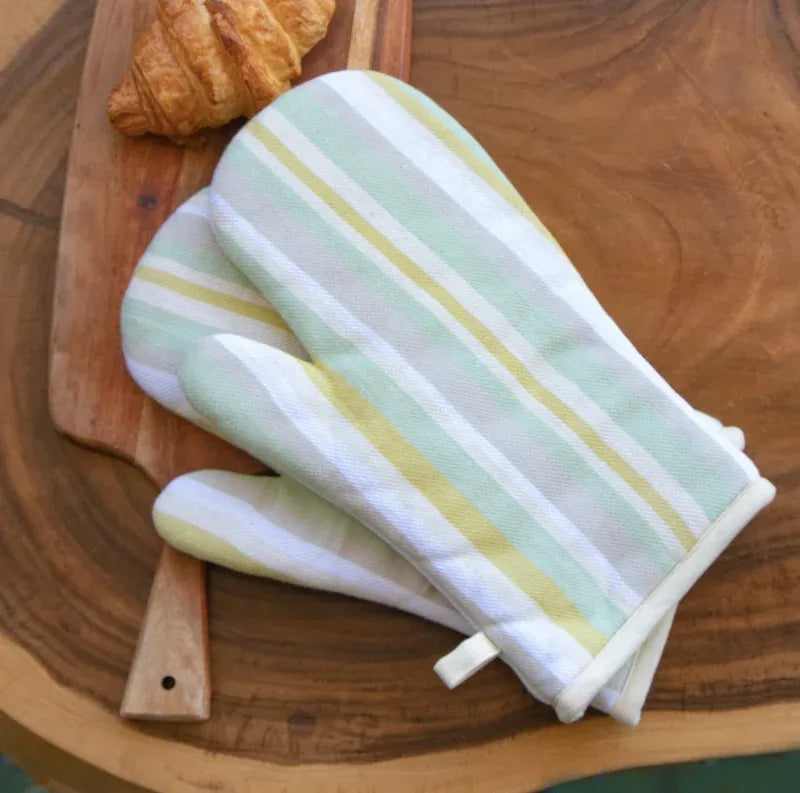 Multicolor Stripe Print Oven Mittens | Set of 2