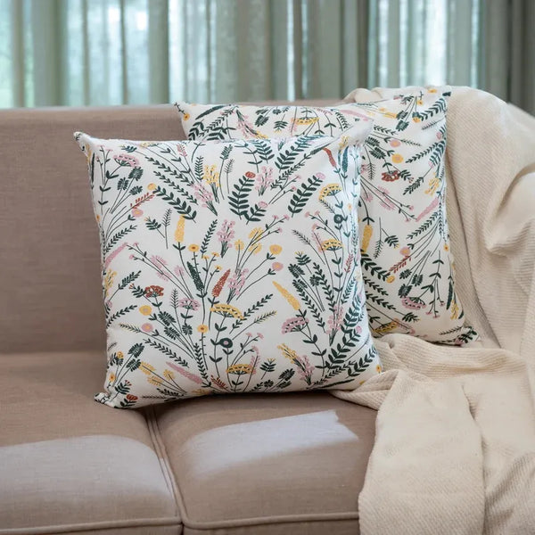 Oak & Lily Multi Colour Floral Cotton Cushion Cover | 100% Pure Cotton | Washable | Vibrant & Elegant | Premium European Quality