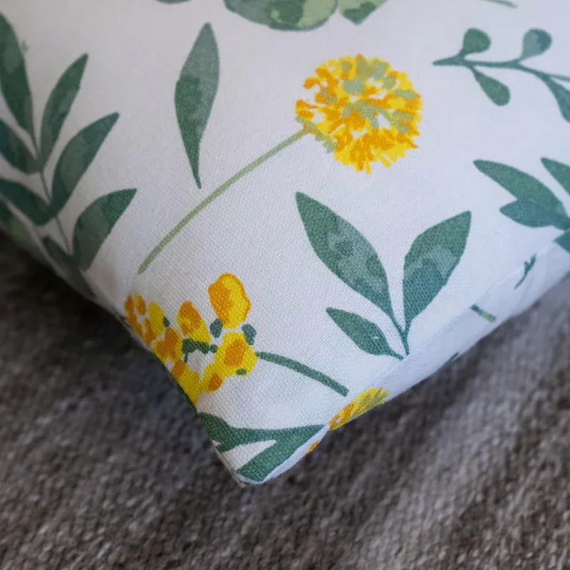 Oak & Lily Green Leaves Cotton Cushion Cover | 100% Pure Cotton | Soft, Durable & Washable | European Quality