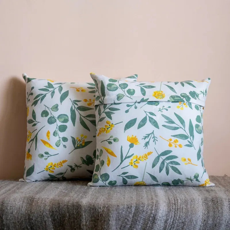 Oak & Lily Green Leaves Cotton Cushion Cover | 100% Pure Cotton | Soft, Durable & Washable | European Quality