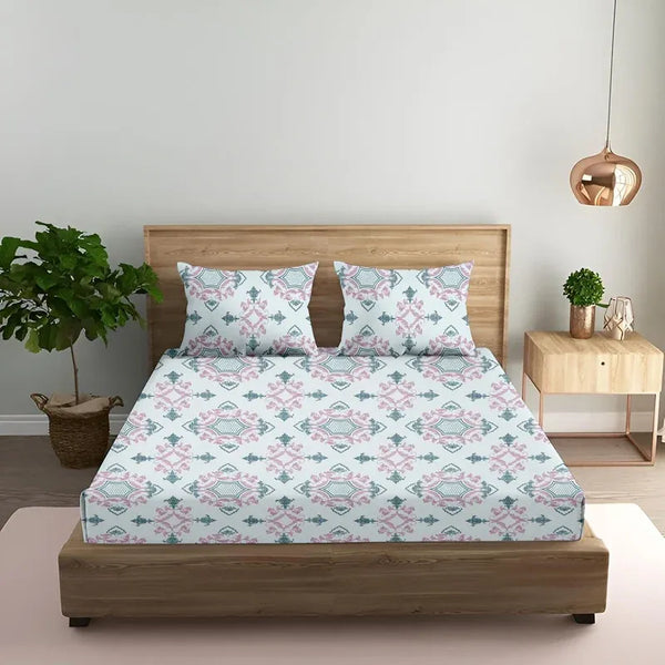 Paradise Charm Blue King Flat Bedsheet 210 TC