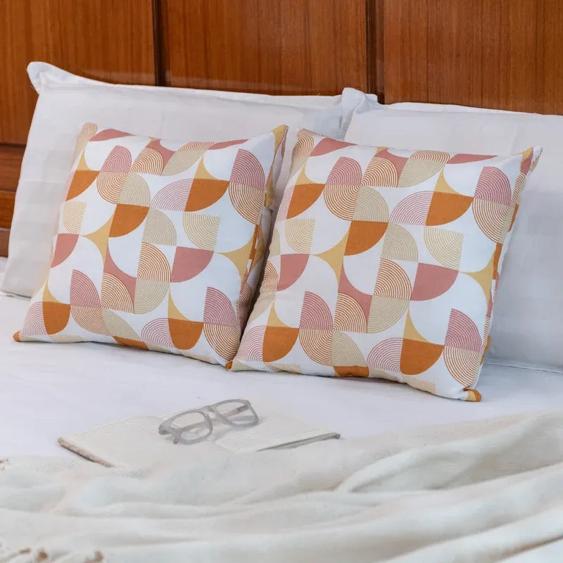 Oak & Lily Rust Abstract Cotton Cushion Cover | 100% Pure Cotton | Soft, Durable & Washable | European Quality
